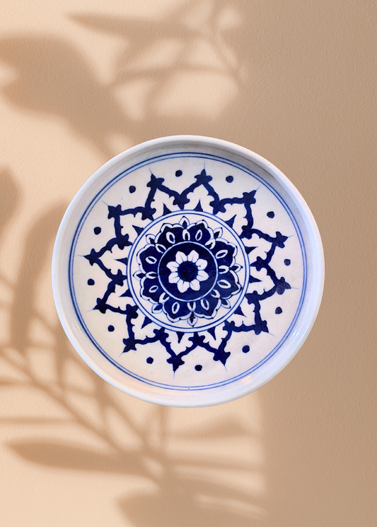 Handcrafted Blue Pottery Wall Plate