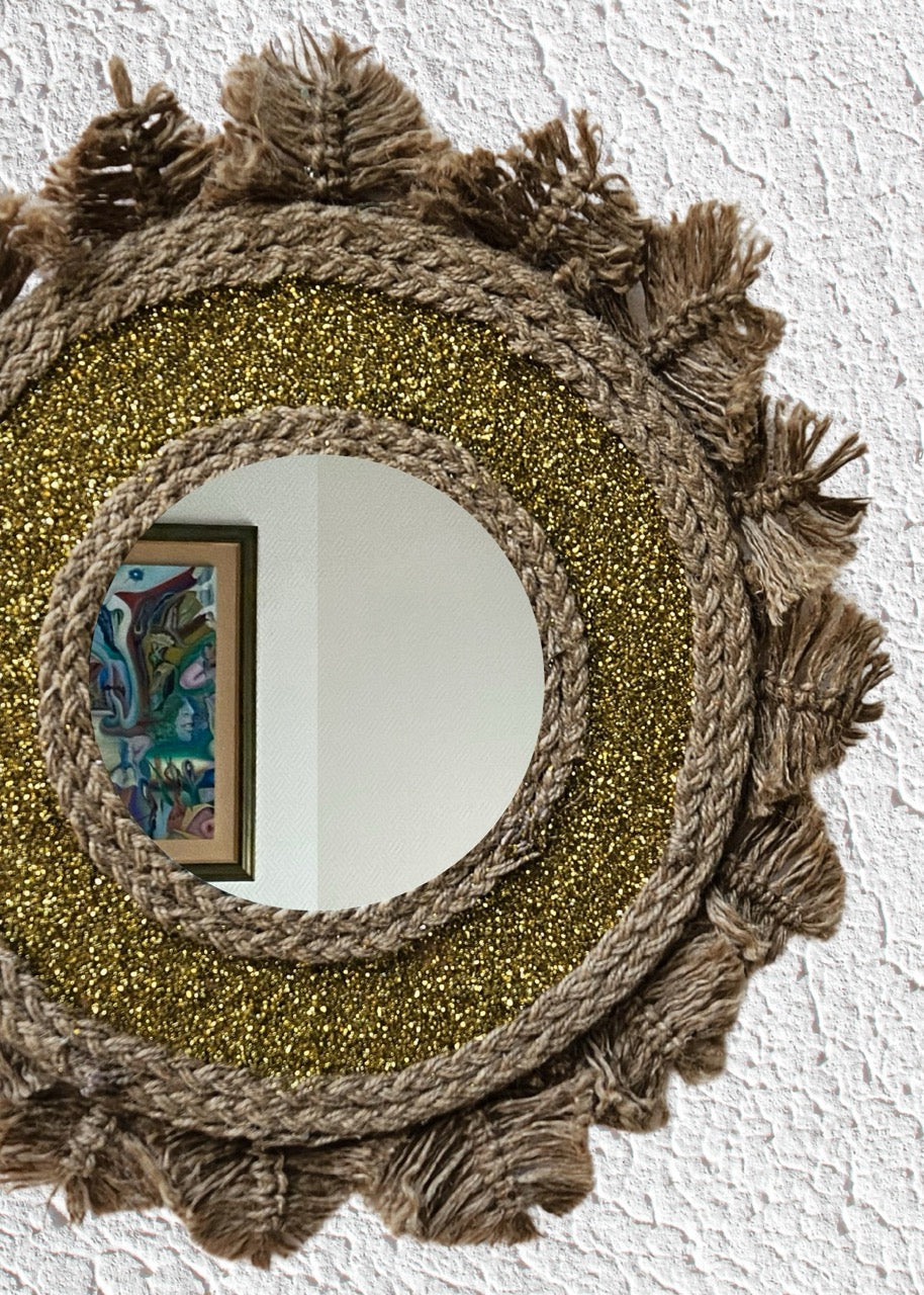 Handcrafted Jute wall hanging mirror