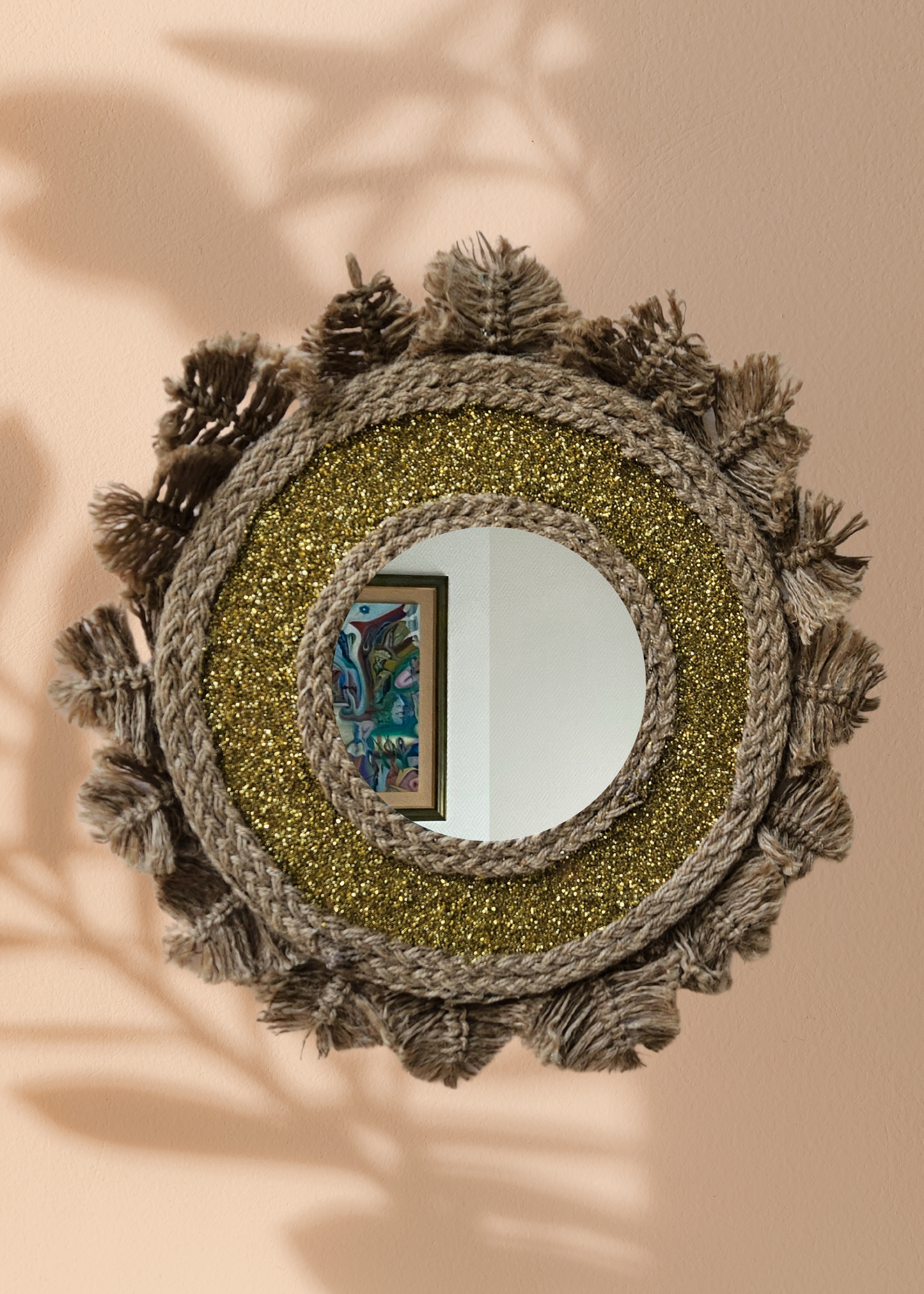 Handcrafted Jute wall hanging mirror